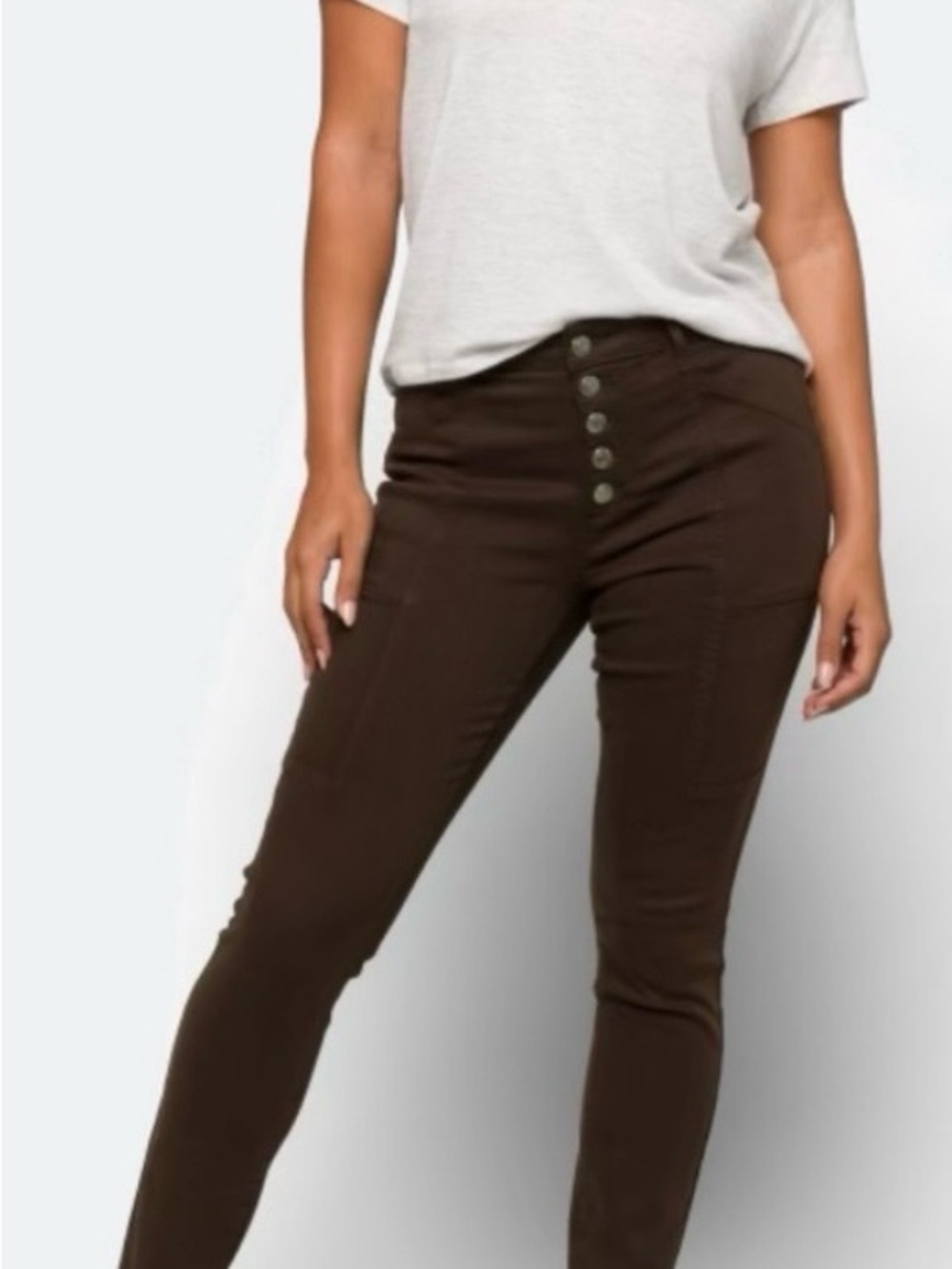 pistola Dark Brown High-Rise Button-Fly Skinny Pants
